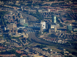 The Utrecht Central Railway Station and surroundings, viewed from the airplane to Amsterdam