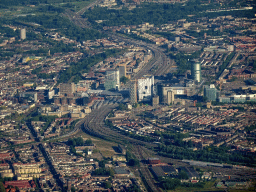 The Utrecht Central Railway Station and surroundings, viewed from the airplane to Amsterdam