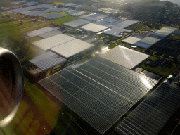 Greenhouses at the town of De Kwakel, viewed from the airplane to Amsterdam
