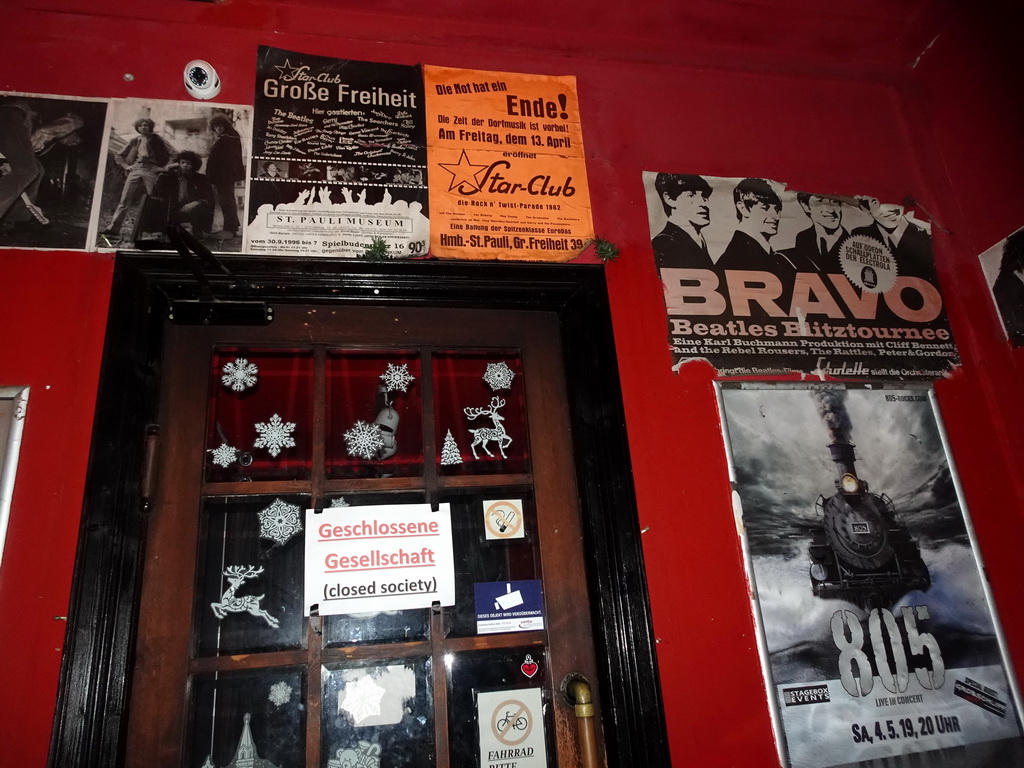 Posters on the right front of the Indra Club 64 at the Große Freiheit street