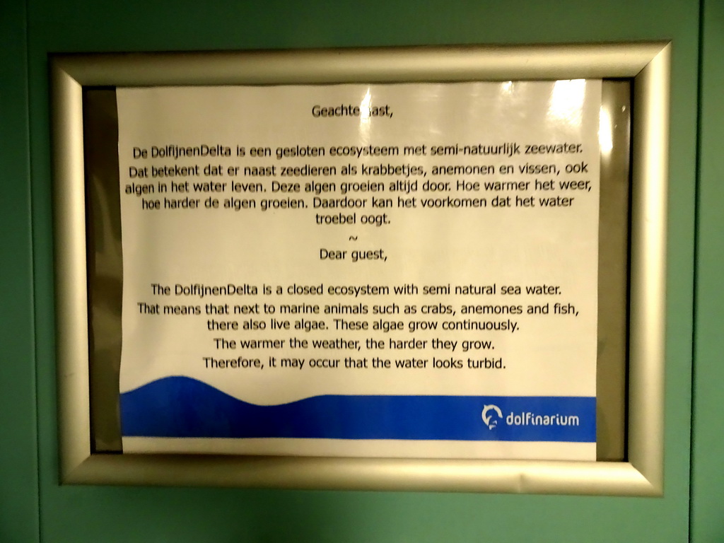 Information on the DolfijnenDelta area at the Dolfinarium Harderwijk