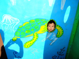 Max with a Turtle cardboard at the Dolfinarium Harderwijk