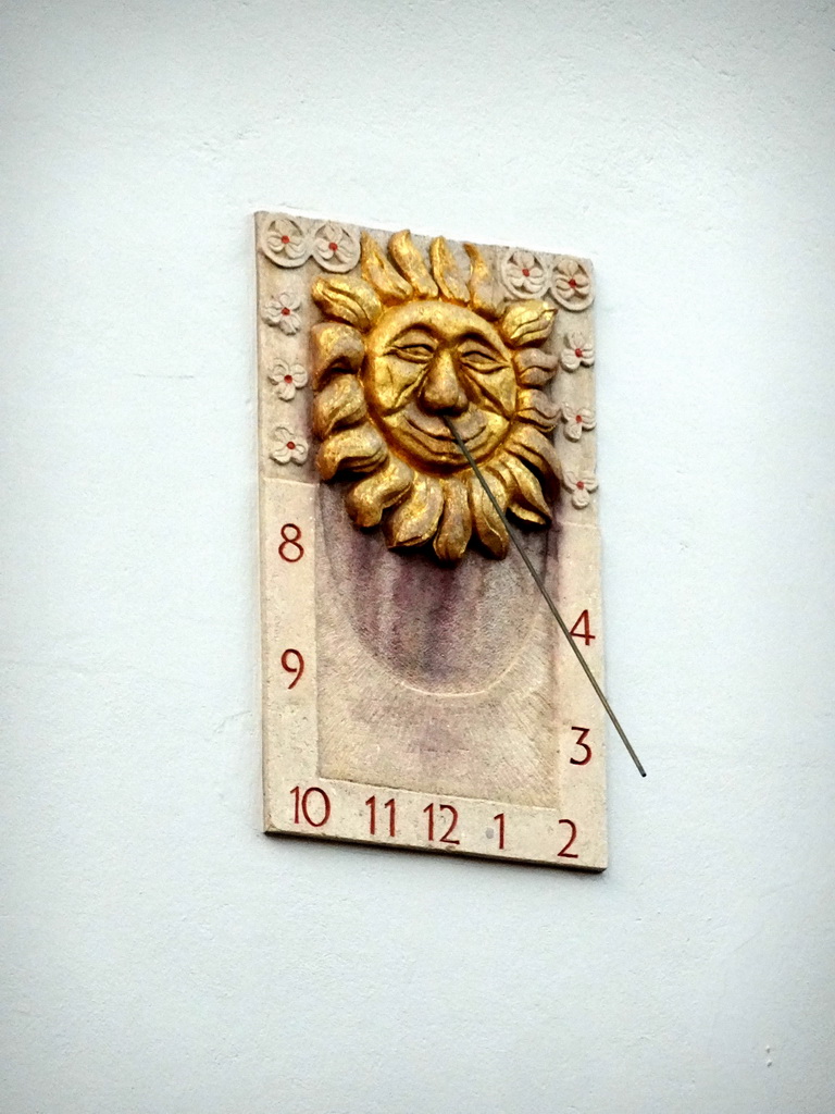 Sundial at the southwest side of the Grote of Andreaskerk church at the Kerkplein square