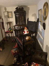 Cabinet, chair and chest at a small room at the second floor of the main building of the Heeswijk Castle, during the `Sint op het Kasteel 2022` event