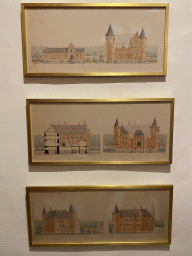 Drawings of the Heeswijk Castle at the second floor of the main building of the Heeswijk Castle, during the `Sint op het Kasteel 2022` event