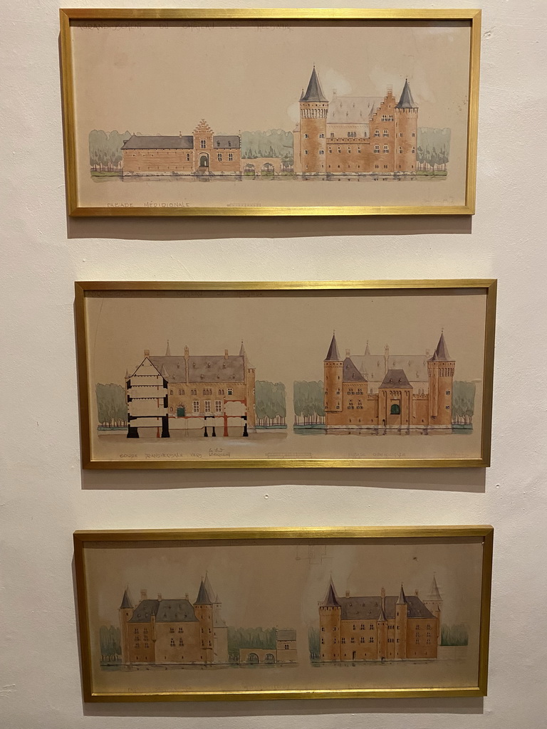 Drawings of the Heeswijk Castle at the second floor of the main building of the Heeswijk Castle, during the `Sint op het Kasteel 2022` event