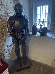 Armour at the museum room at the basement of the main building of the Heeswijk Castle, during the `Sint op het Kasteel 2022` event