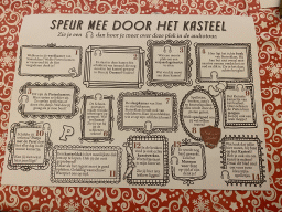 Questions of the scavenger hunt at the museum room at the basement of the main building of the Heeswijk Castle, during the `Sint op het Kasteel 2022` event