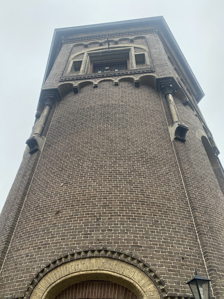 Tower of the Heeswijk Castle, viewed from the outer square at the main building, during the `Sint op het Kasteel 2022` event