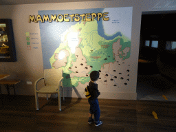 Max with a map of the Mammoth steppe at the ground floor of the main building of the HistoryLand museum