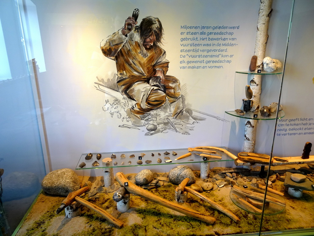 Prehistoric tools at the upper floor of the main building of the HistoryLand museum