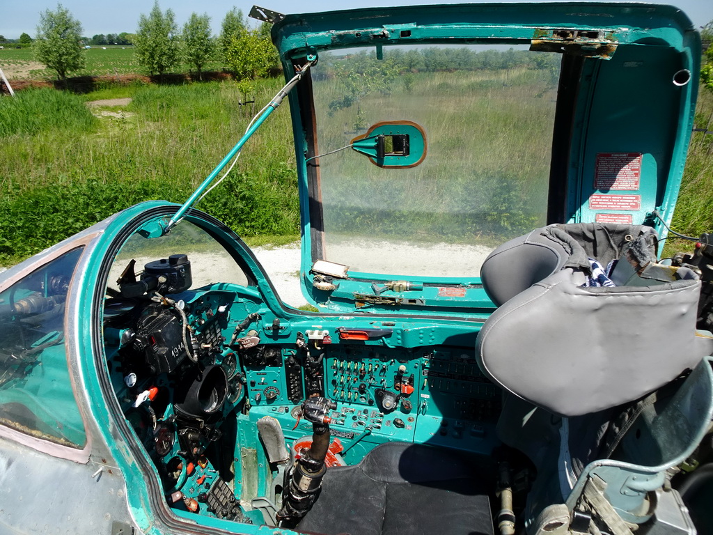 Cockpit of the MIG-21M airplane at the HistoryLand museum