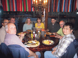 Miaomiao and her colleagues having dinner in a restaurant at the city center