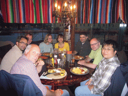 Miaomiao and her colleagues having dinner in a restaurant at the city center