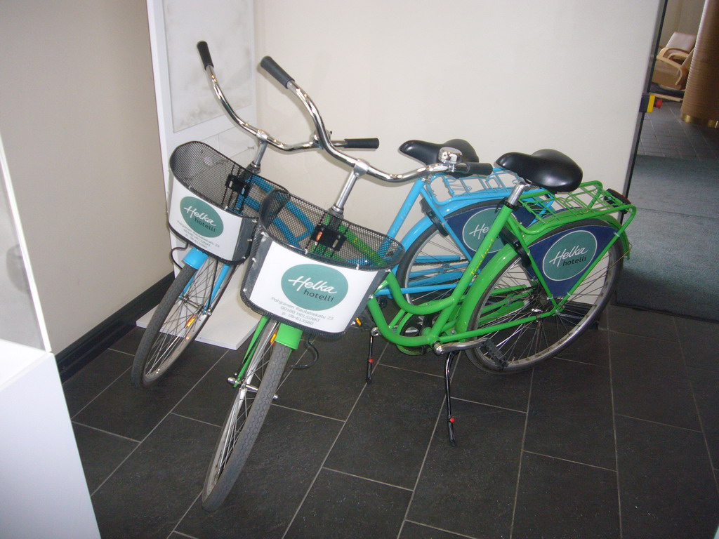 Bicycles in the lobby of the Helka Hotel