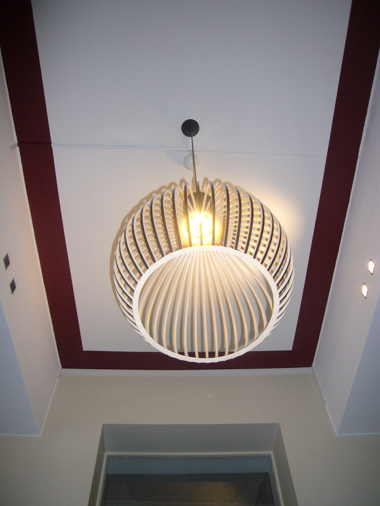 Lamp on the ceiling of the lobby of the Helka Hotel