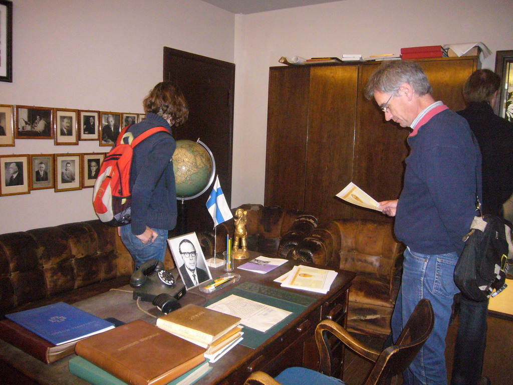 Miaomiao`s colleagues at the desk of Artturi Ilmari Virtanen at the headquarters of the Valio company