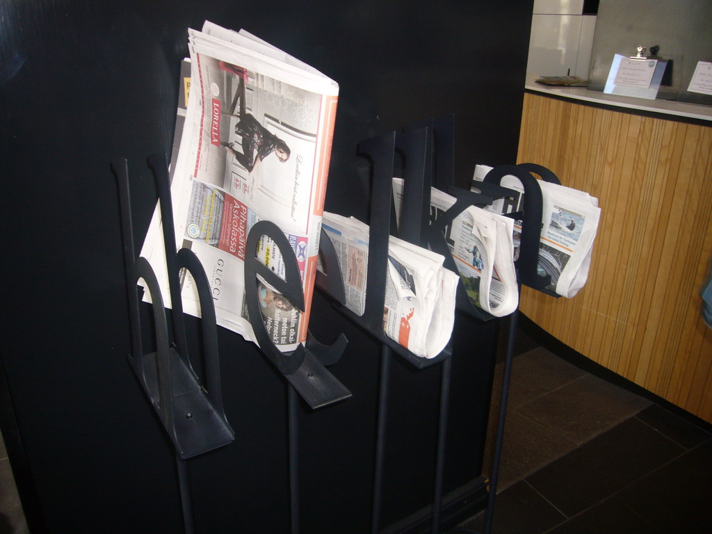 Newspapers in the lobby of the Helka Hotel