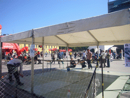 People bowling at the Tennispalatsinaukio square