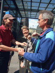 Miaomiao`s colleagues playing games at the Tennispalatsinaukio square