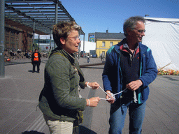 Miaomiao`s colleagues playing games at the Tennispalatsinaukio square