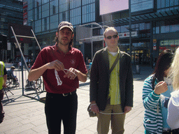 Miaomiao`s colleagues playing games at the Tennispalatsinaukio square