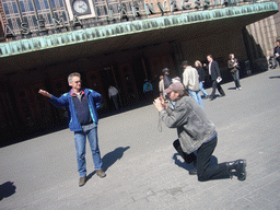 Miaomiao`s colleagues in front of the Helsinki Central Railway Station at the Kaivokatu street