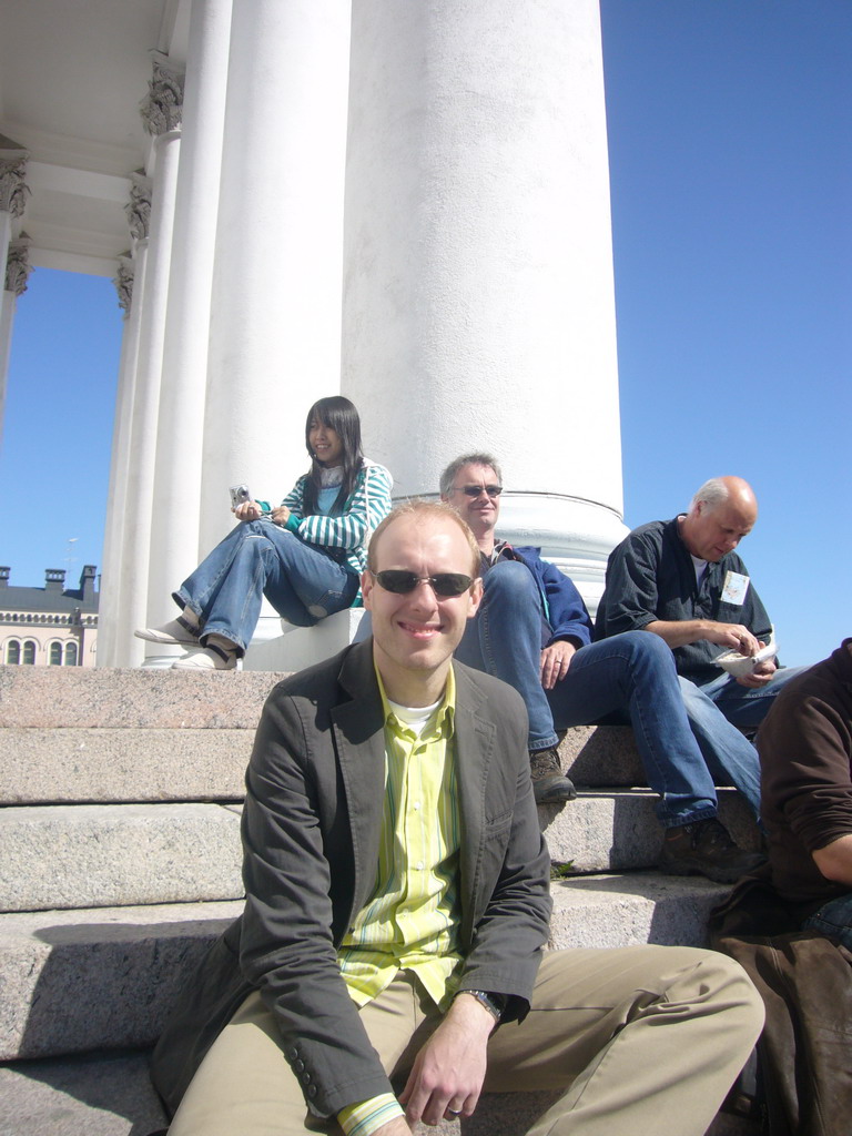 Miaomiao`s colleagues in front of the Helsinki Cathedral