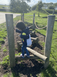 Max on a rope bridge at the Bat Playground at the GeoFort