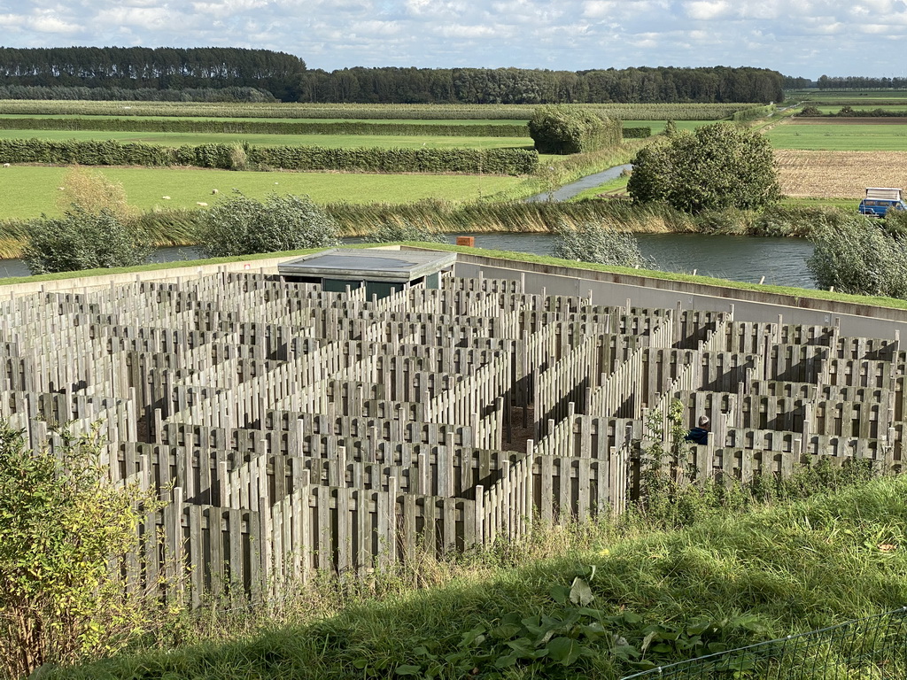 The Salmon Maze and the Elements Maze at the GeoFort, viewed from the hill