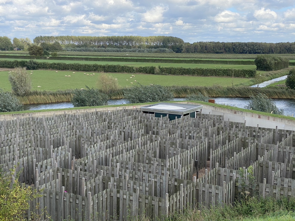 The Salmon Maze and the Elements Maze at the GeoFort, viewed from the hill