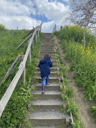 Max climbing the hill at the GeoFort