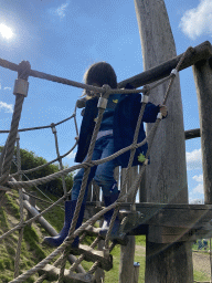 Max on a rope bridge at the Bat Playground at the GeoFort