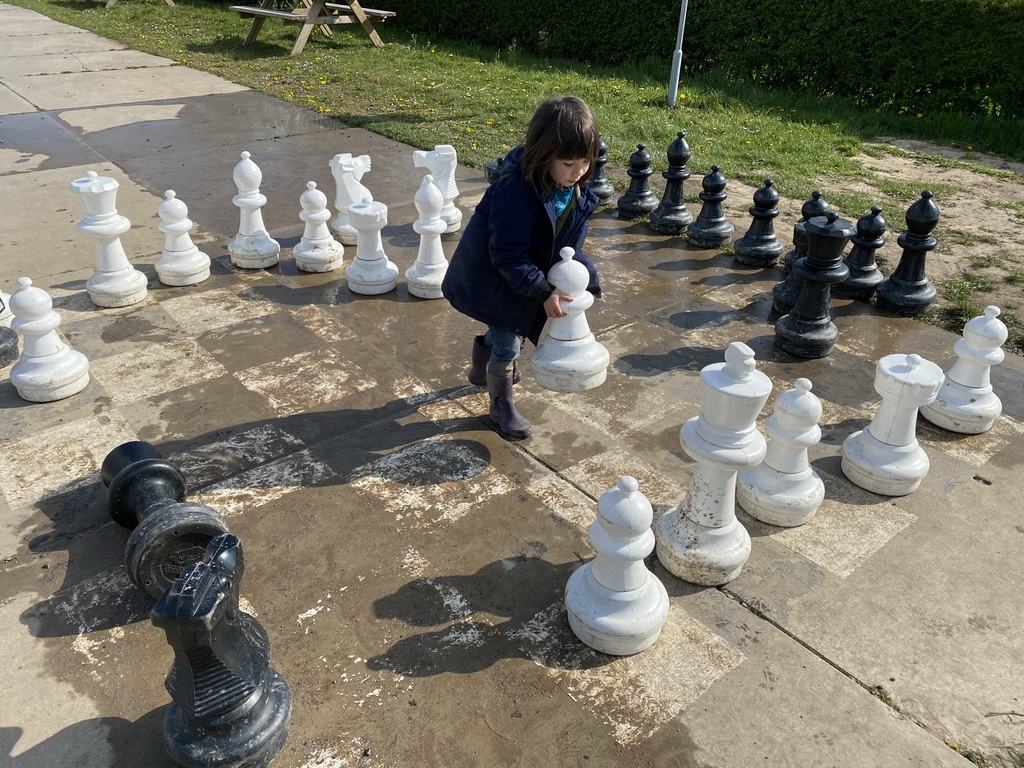 Max playing chess at the GeoFort