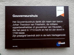 Information on the Gouverneurshuis museum at the Putterstraat street