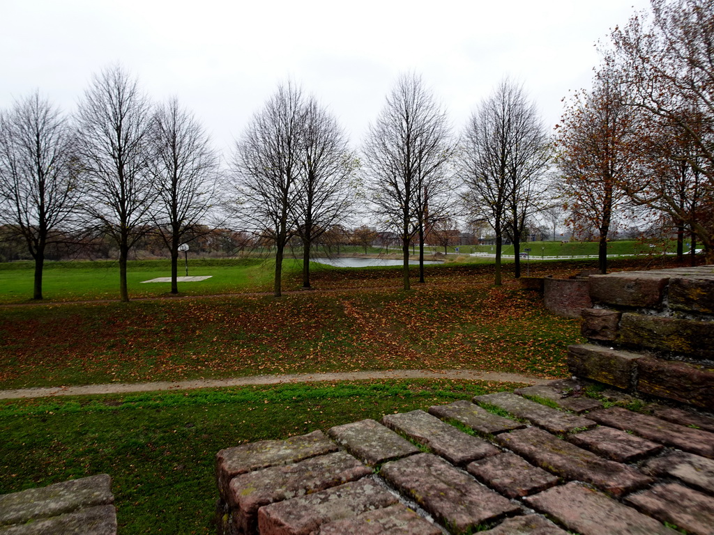 The moat on the west side of the city center, viewed from the second floor of the northwest part of the ruins of the Kasteel Heusden castle