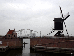Bridge at the Stadshaven harbour and Windmill nr. I, viewed from the back side of the Visbank building