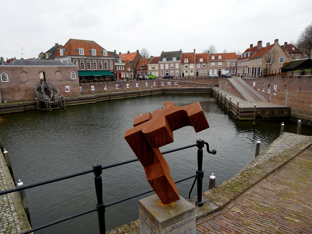 The Stadshaven harbour with the back side of the Visbank building, viewed from near Windmill nr. I