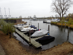 Boats at the east side of the Stadshaven harbour, viewed from near the Boei35 restaurant