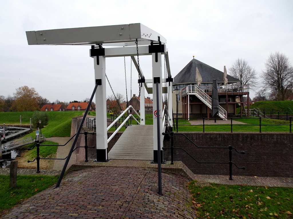 Bridge at the De Wiel lake and the Boei35 restaurant