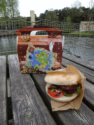 Children`s menu and burger at the terrace of the Kongo restaurant at the Safaripark Beekse Bergen