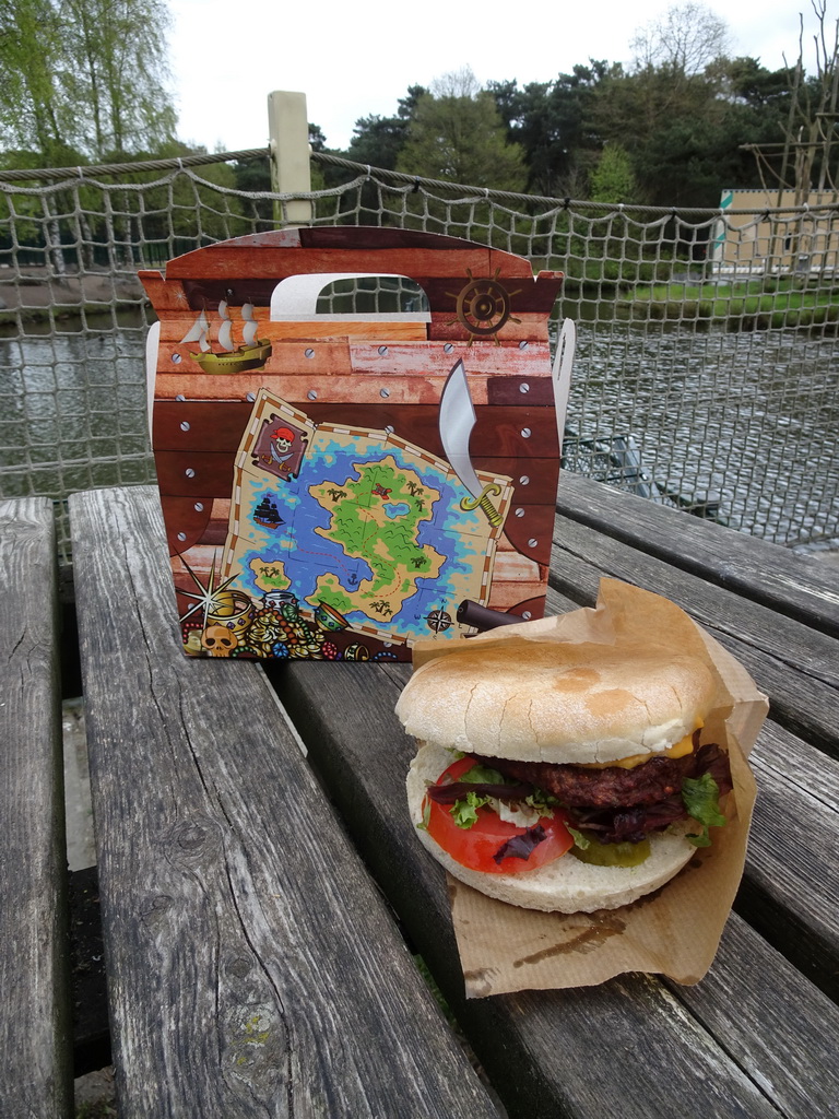 Children`s menu and burger at the terrace of the Kongo restaurant at the Safaripark Beekse Bergen