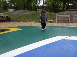 Max on the trampoline near the Kongo restaurant at the Safaripark Beekse Bergen