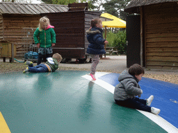 Max and other children on the trampoline near the Kongo restaurant at the Safaripark Beekse Bergen