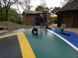 Max and other children on the trampoline near the Kongo restaurant at the Safaripark Beekse Bergen