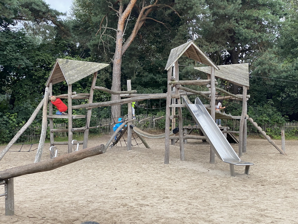 Max and his friend at the playground of the Afrikadorp village at the Safaripark Beekse Bergen