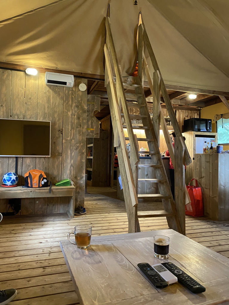 Interior of the living room of our safari tent at the Safari Resort at the Safaripark Beekse Bergen