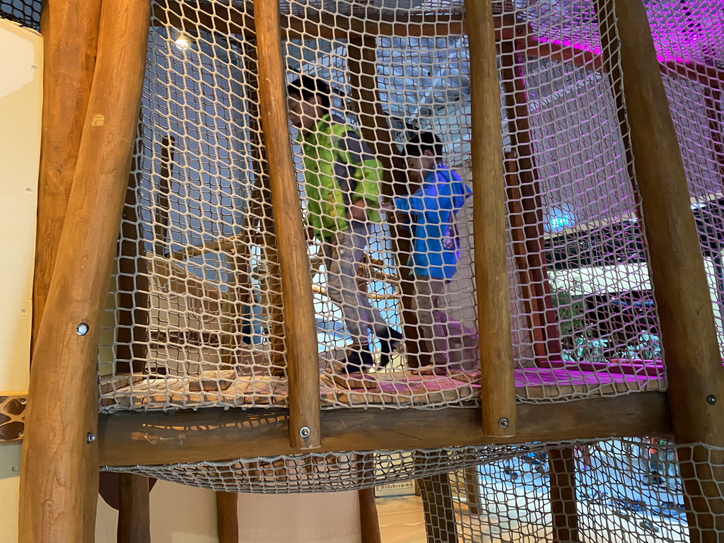 Max and his friend at the Ranger Basecamp playground at Karibu Town at the Safari Resort at the Safaripark Beekse Bergen