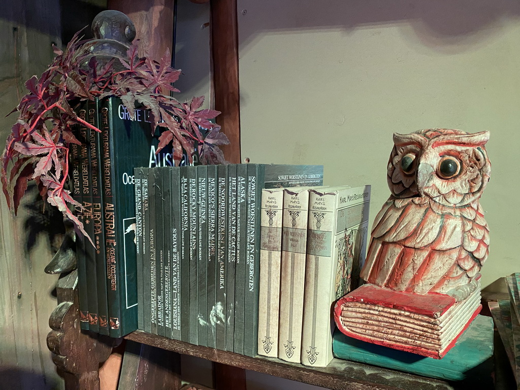 Books and statue at the Ranger Basecamp playground at Karibu Town at the Safari Resort at the Safaripark Beekse Bergen