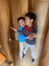 Max and his friend at the Ranger Basecamp playground at Karibu Town at the Safari Resort at the Safaripark Beekse Bergen